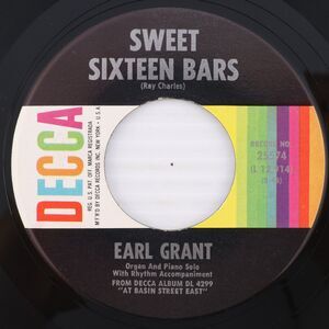 Earl Grant – Sweet Sixteen Bars / Learnin' The Blues - 1962 45 rpm Record 25574